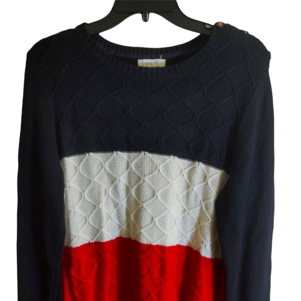 Charter club red white blue sweater knit Large